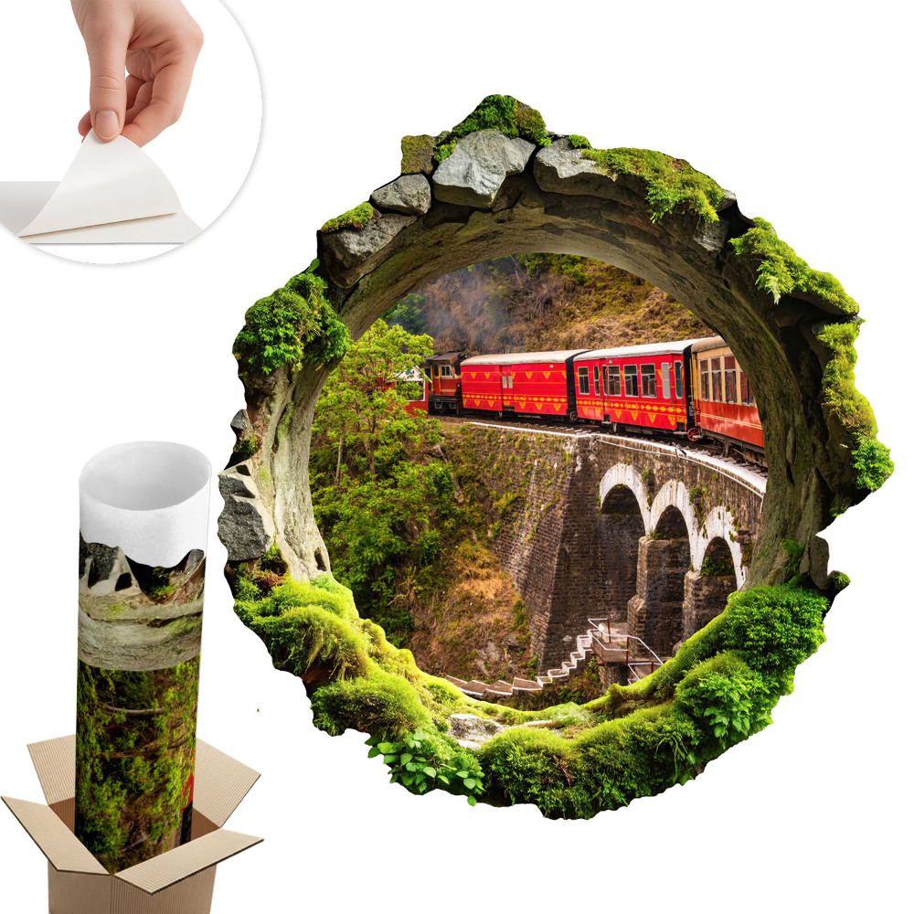 3D samolepka díra 74x80 Zelený výhled