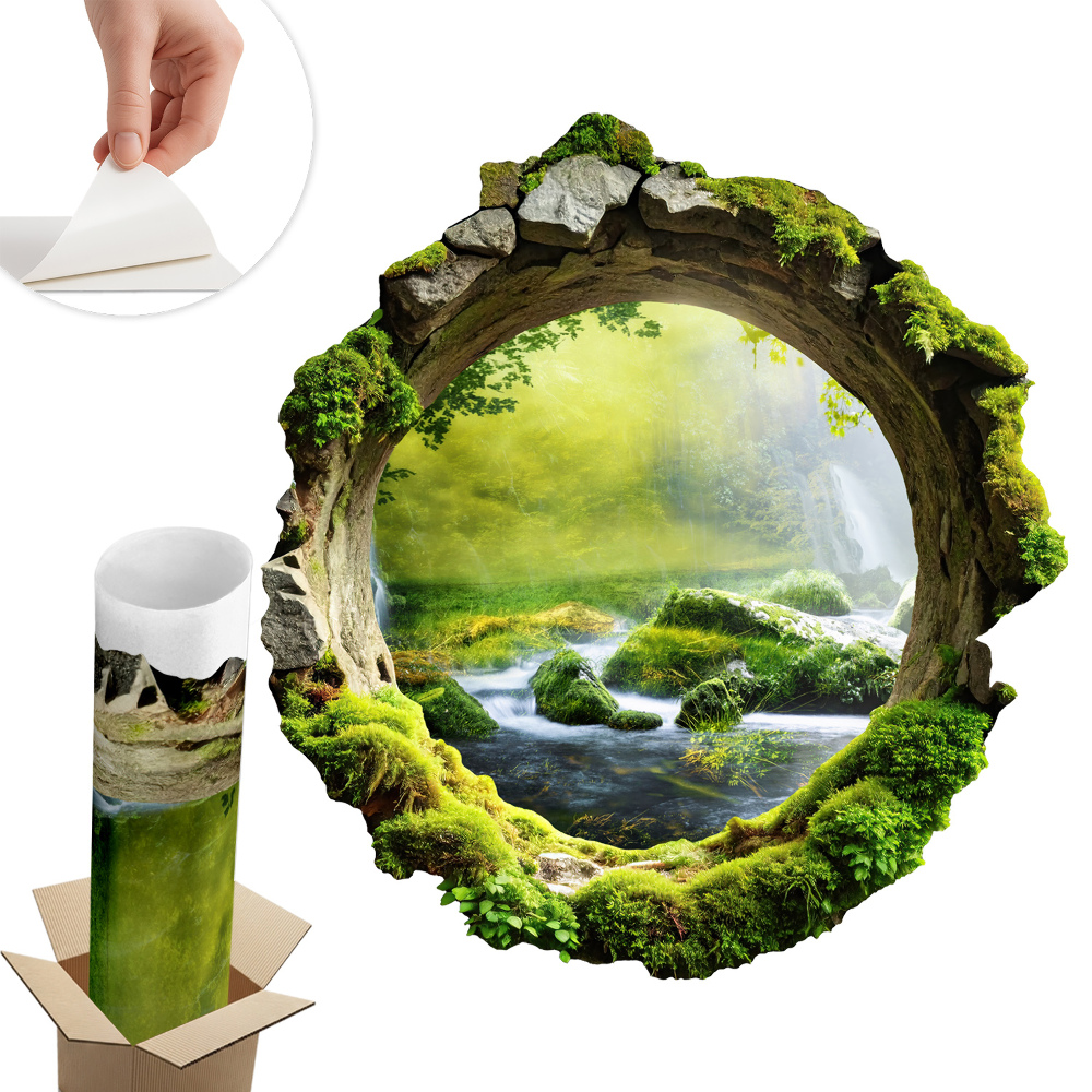 3D samolepka díra 74x80 Zelená země