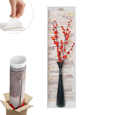 Samolepka na zeď s 3D efektem 23x80 Květiny a kameny