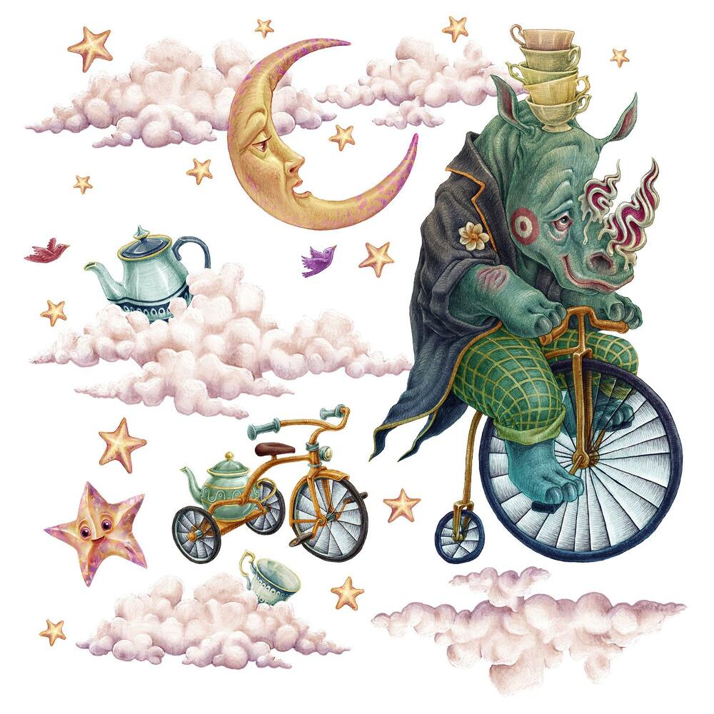 Samolepky na zeď dětské 80x107 Ilustrovaný svět fauny s uměleckým přístupem