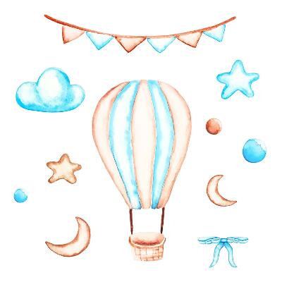 Samolepky na zeď dětské 80x119 Boho dekorace v pastelových akvarelových tónech