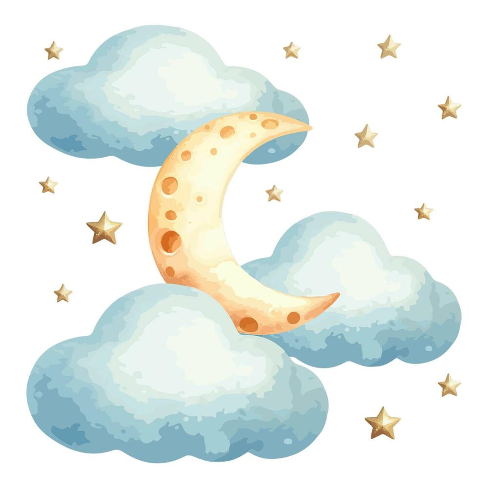 Samolepky na zeď dětské 80x99 Noční obloha s mraky v pastelovém stylu