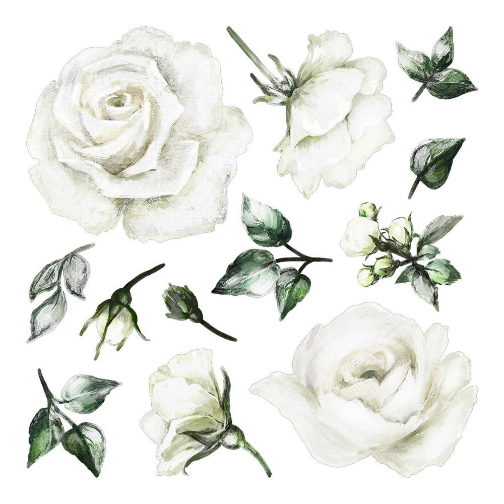 Samolepky na zeď dětské 80x137 Růže a listy v jemných odstínech