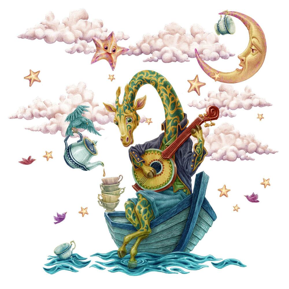 Samolepky na zeď 60x82 Kreslený svět fauny plný kouzel