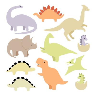 Samolepky na zeď 60x84 Pasteloví dinosauři v roztomilém stylu