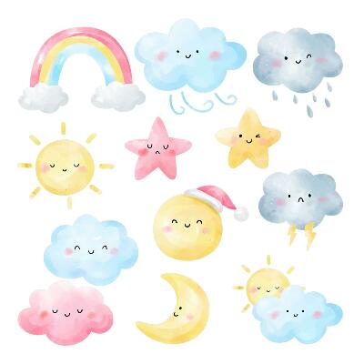 Samolepky na zeď 60x89 Jemné akvarelové akcenty oblohy