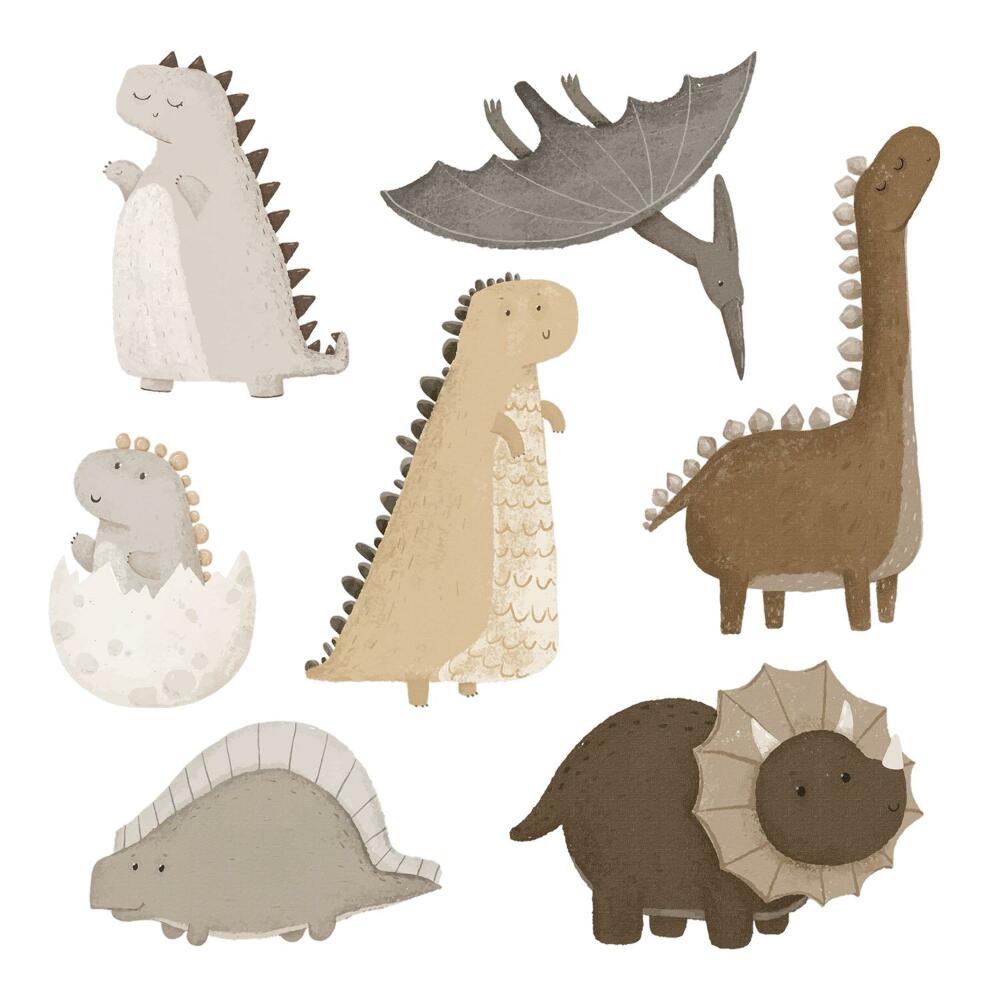 Samolepky na zeď 60x91 Boho dinosauři v pastelových odstínech