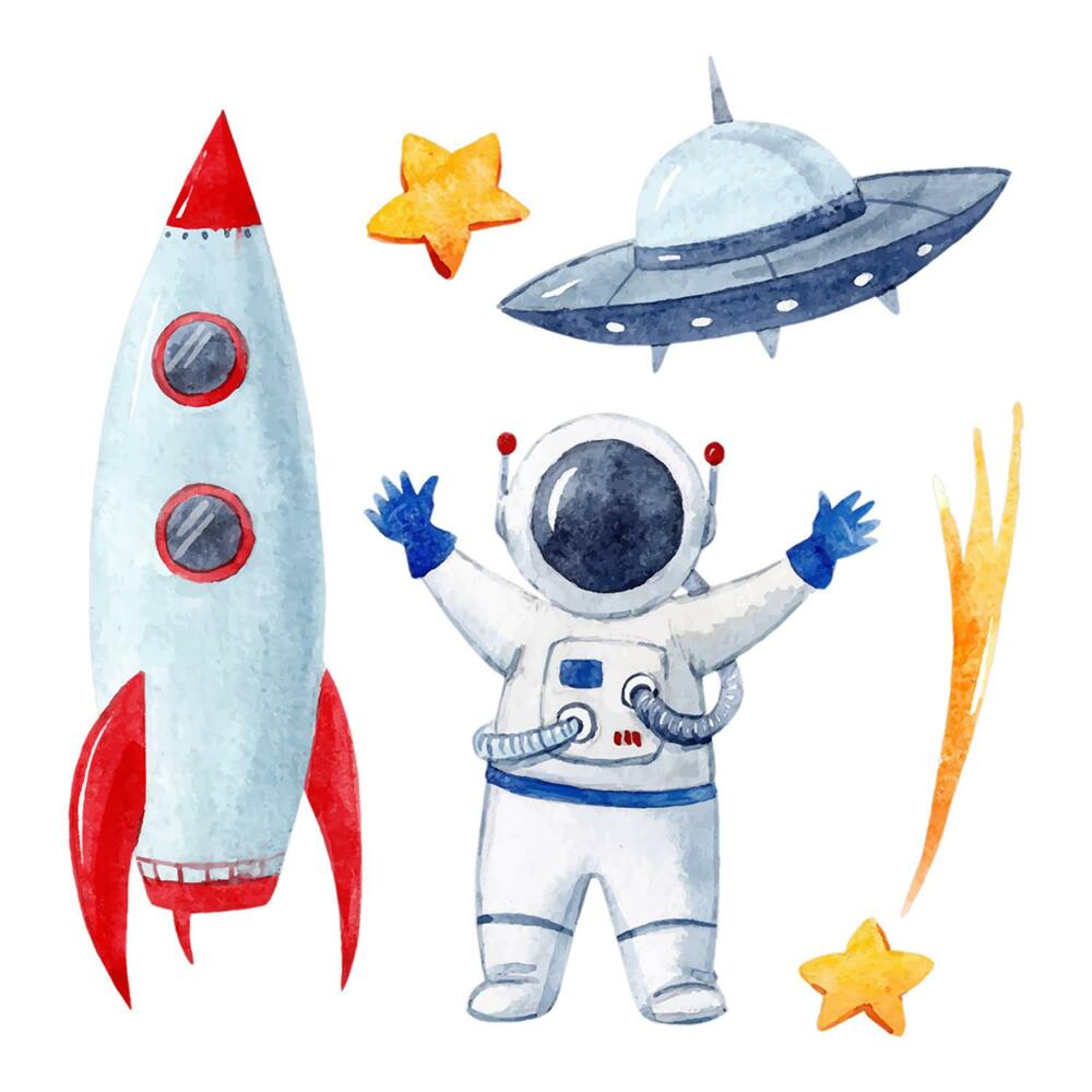 Samolepky na zeď 60x102 Pastelový vesmír ve stylu akvarelu