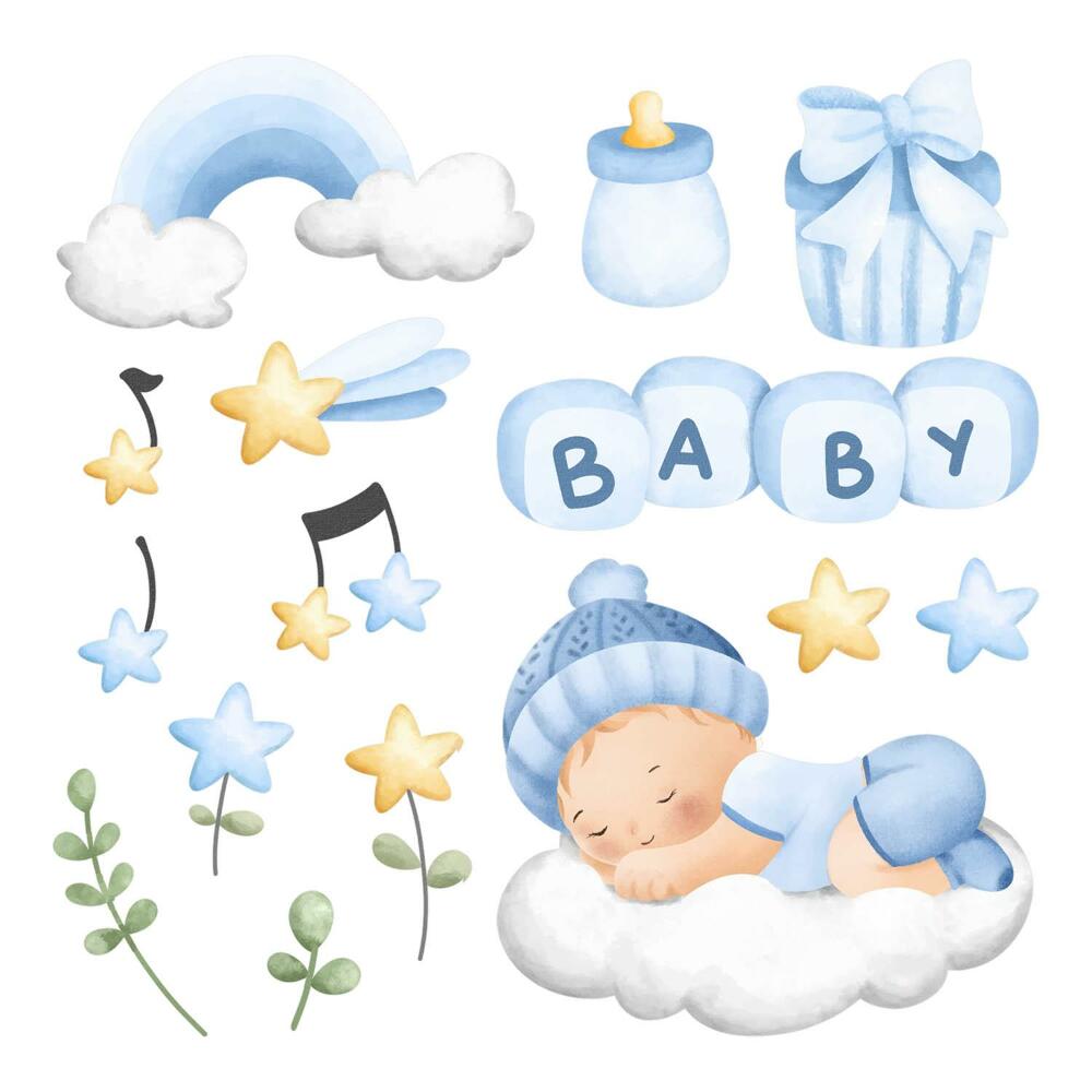 Samolepky na zeď 60x96 Dětské vzory v jemném pastelovém stylu