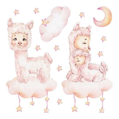 Samolepky na zeď 60x108 Akvarelové ovce v pastelových oblacích