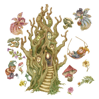 Samolepky na zeď 60x80 Trpaslíci a víly v kouzelném lese