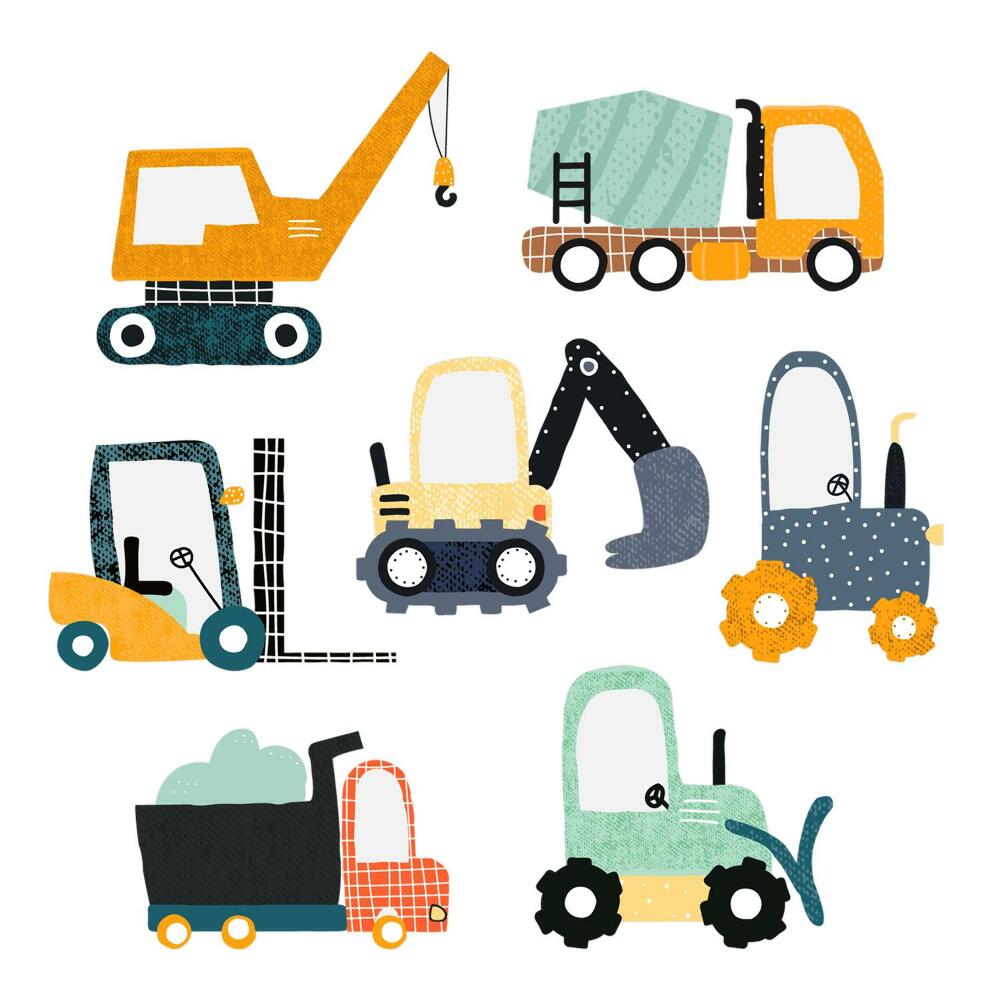 Dětské samolepky na zeď 100x152 Vícebarevné průmyslové stroje