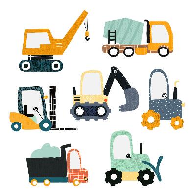 Dětské samolepky na zeď 100x152 Vícebarevné průmyslové stroje