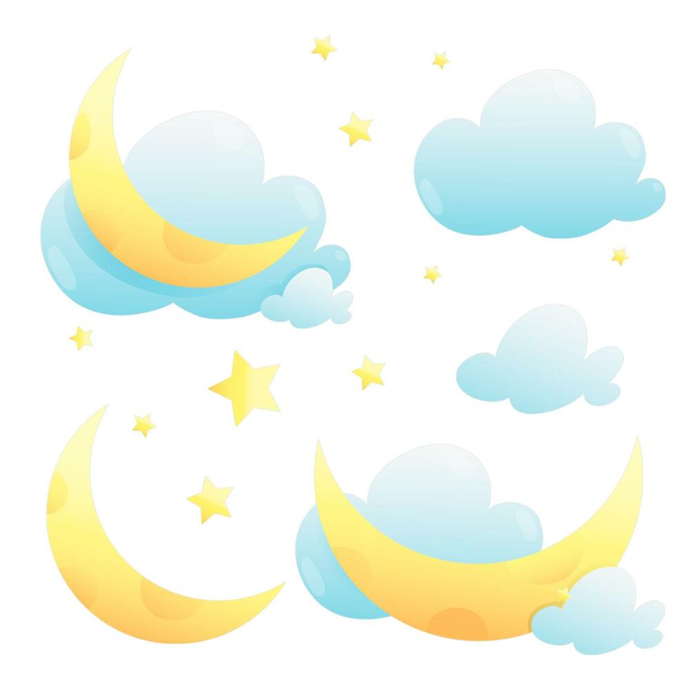 Dětské samolepky na zeď 100x160 Měsíční mraky s třpytivými hvězdami