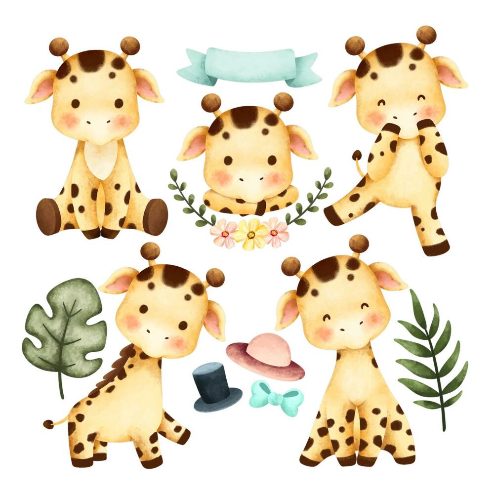 Dětské samolepky na zeď 100x169 Okouzlující safari zvířata v pastelových barvách