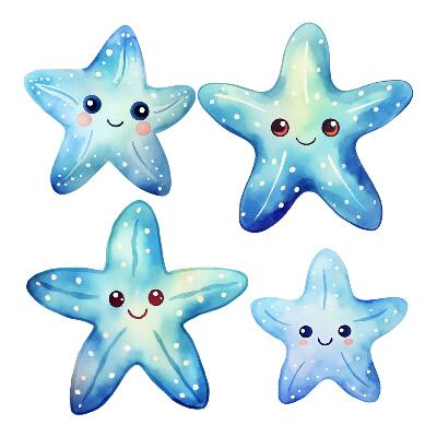 Dětské samolepky na zeď 100x106 Roztomilý usměvavý hvězdice na modré