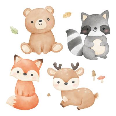 Dětské samolepky na zeď 100x127 Pastelové akvarelové lesní tvory