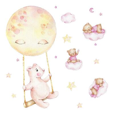 Dětské samolepky na zeď 100x142 Roztomilí medvídci v akvarelových barvách