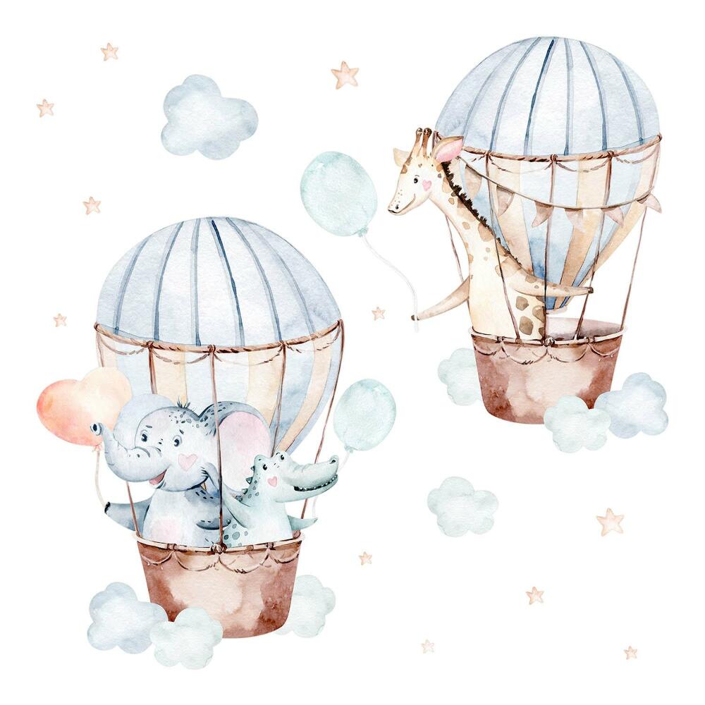 Dětské samolepky na zeď 100x146 Akvarelové balónky s ozdobnými prvky