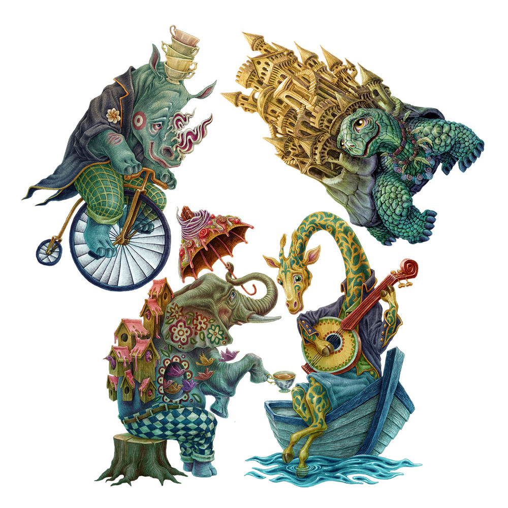 Nálepky na zeď 130x158 Kouzelné bytosti v kreslené podobě