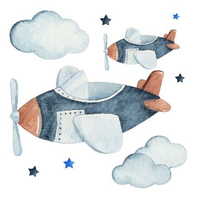 Nálepky na zeď 130x222 Akvarelová obloha s pastelovými letadly