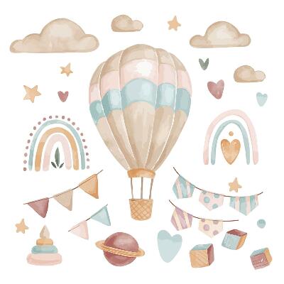 Nálepky na zeď 130x183 Pastelové boho dekorace