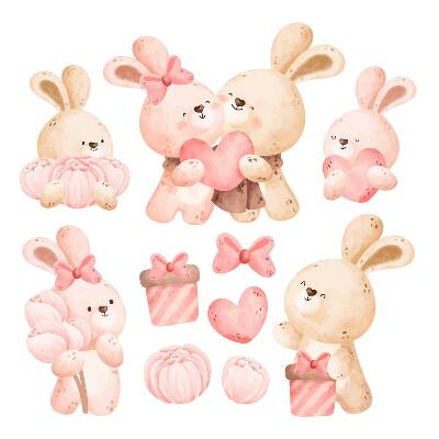Nálepky na zeď 130x179 Pasteloví zajíčci v okouzlující kompozici