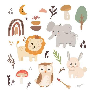 Nálepky na zeď 130x237 Boho inspirace se zvířecími a přírodními motivy