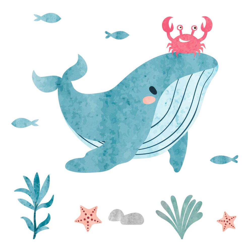 Nálepky na zeď 130x157 Akvarelová zvířata a rostliny z hlubin