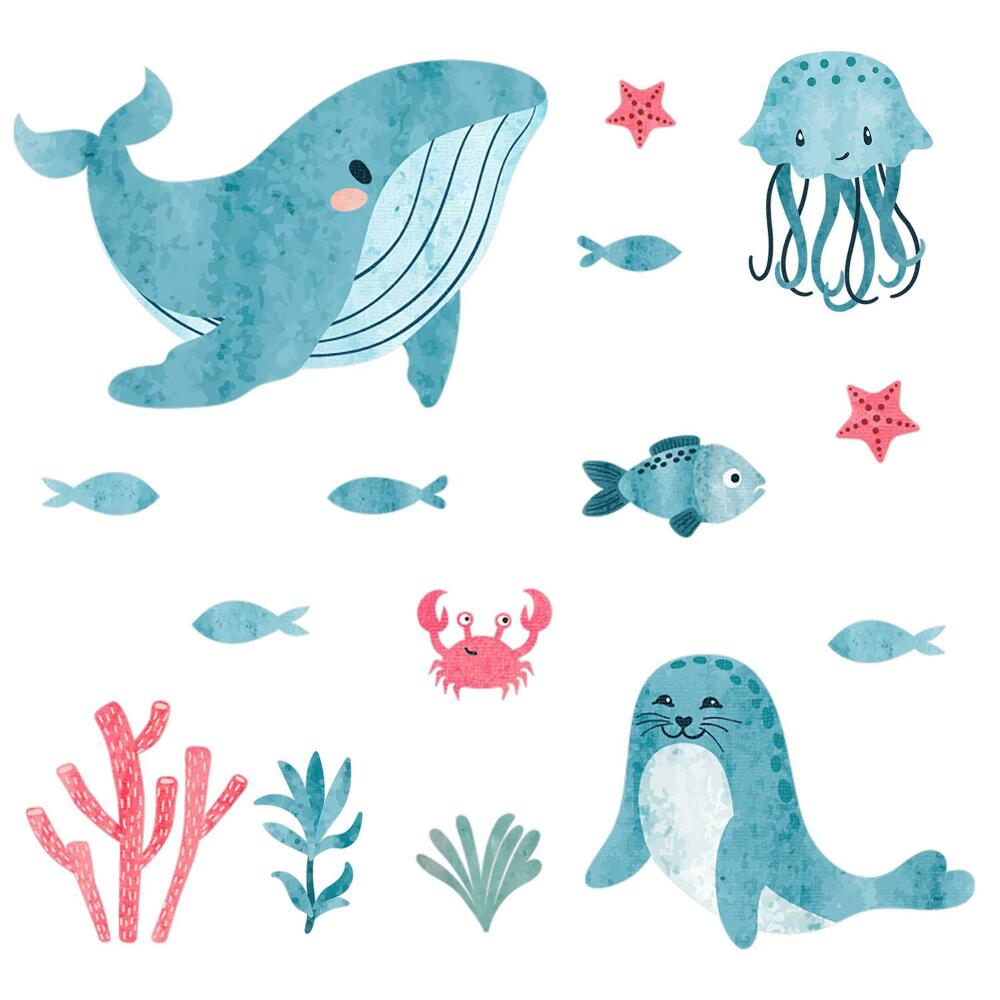 Nálepky na zeď 130x237 Podvodní země zvířat a rostlin