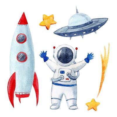 Nálepky na zeď 130x221 Pastelový vesmír ve stylu akvarelu