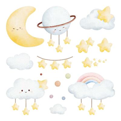 Nálepky na zeď 130x176 Pastelové akvarelové vesmírné motivy