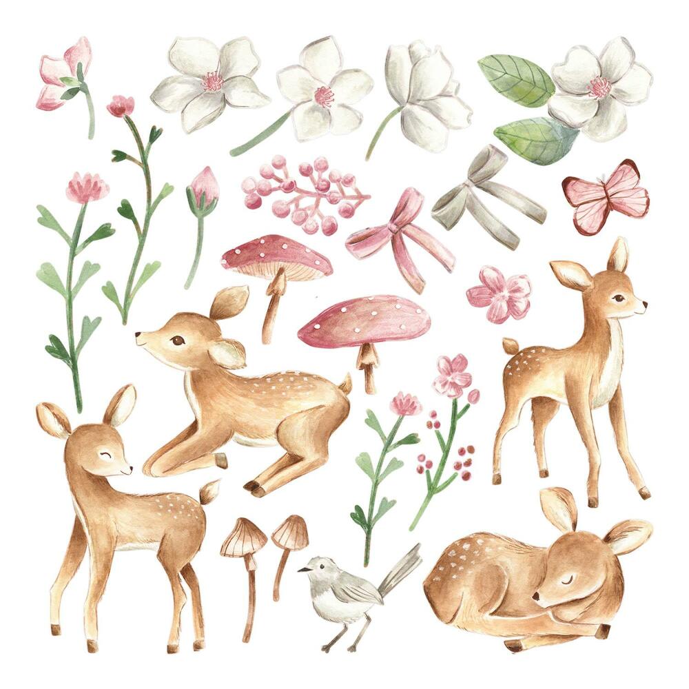 Nálepky na zeď 130x192 Malý jelen v pastelovém akvarelovém prostředí