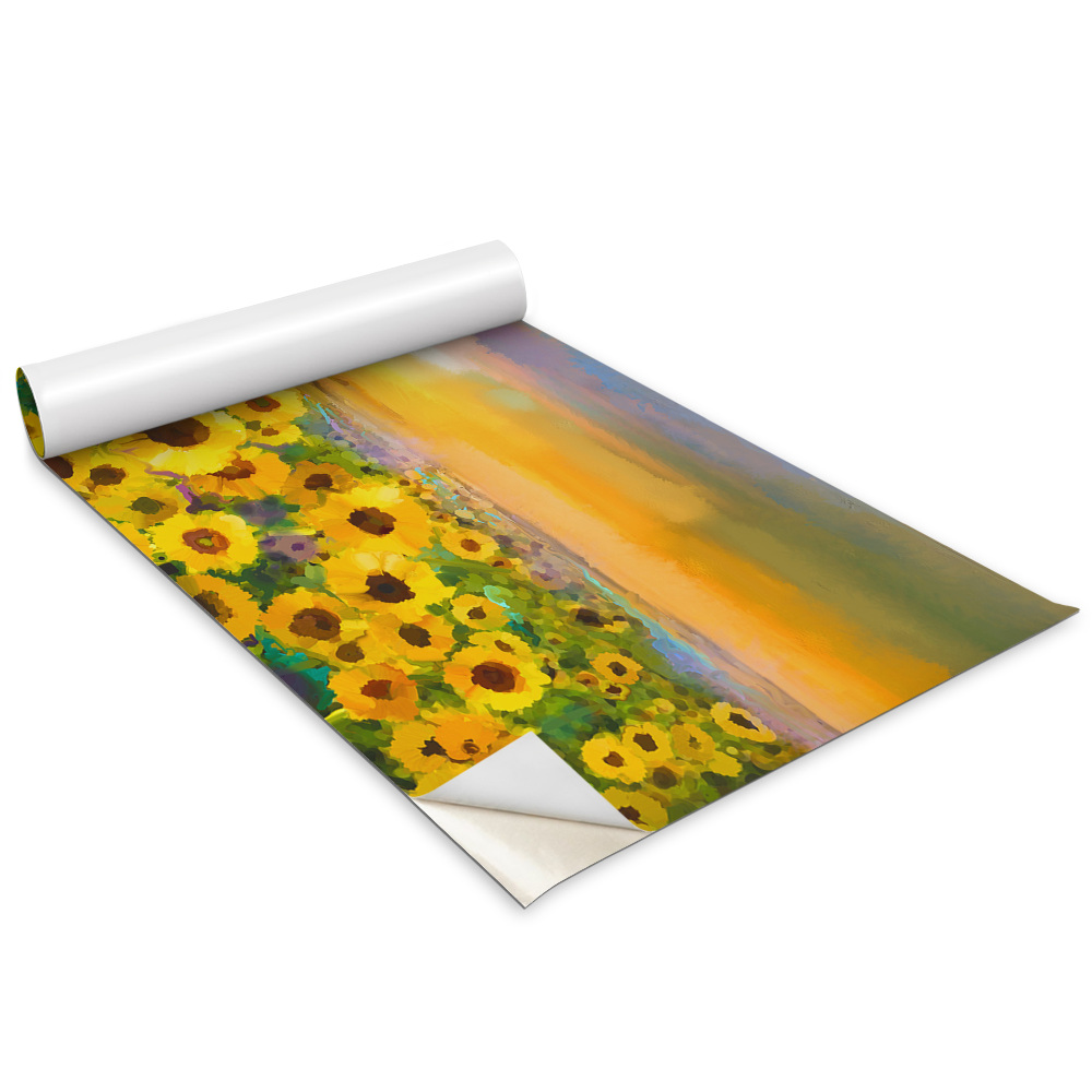 Samolepící tapeta na skříň Malované slunečnicové pole