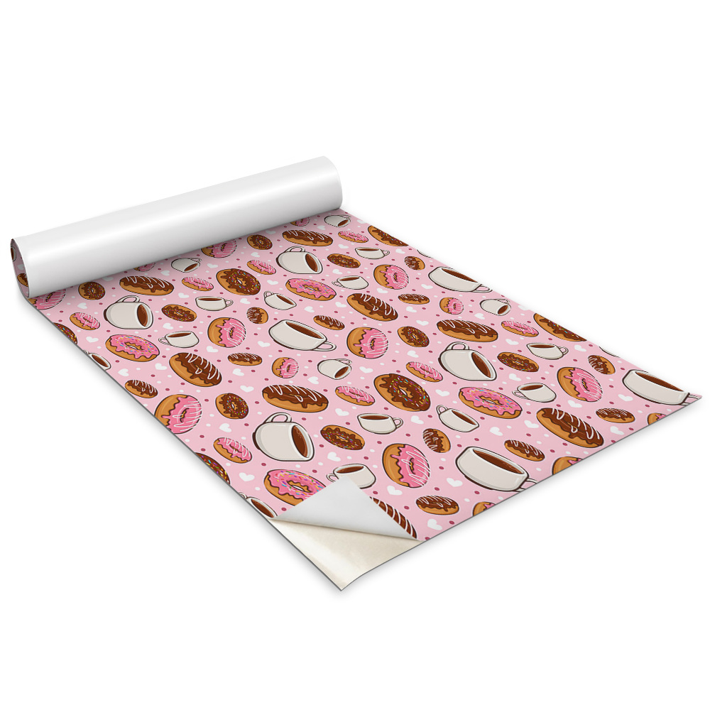 Samolepící tapeta na skříň Kreslené koblihy a káva