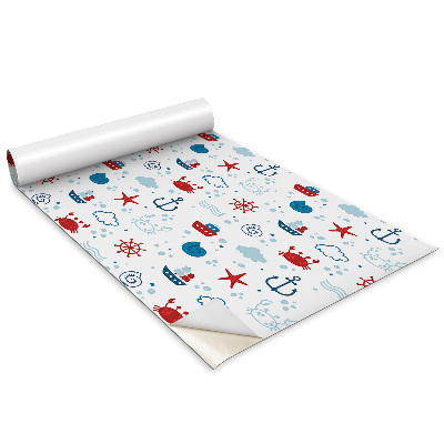 Samolepící tapeta na nábytek Plážový vzor pro děti Krabi Lodě