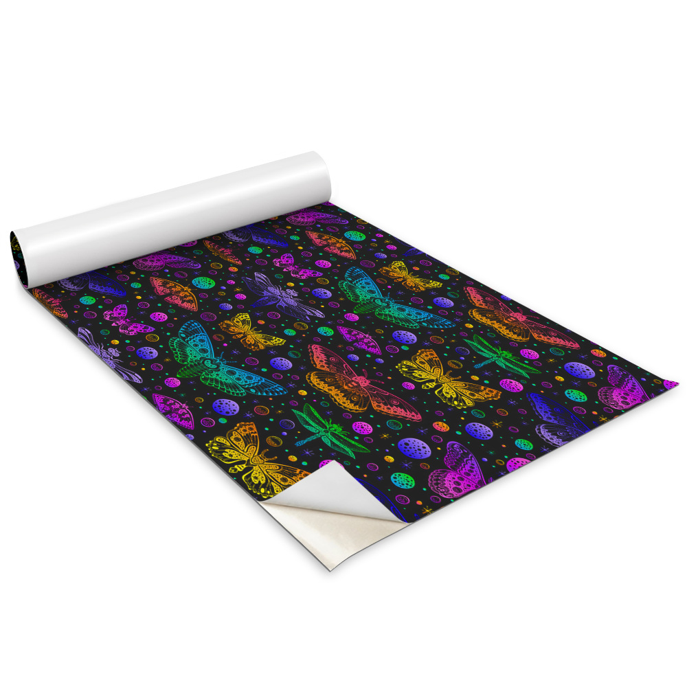 Samolepící tapeta na skříň Psychedelický vzor motýlů, můr a vážek