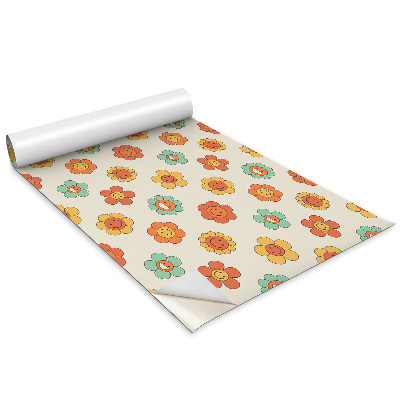 Renovační folie na nábytek Klasický vzor 70. let Veselé květiny