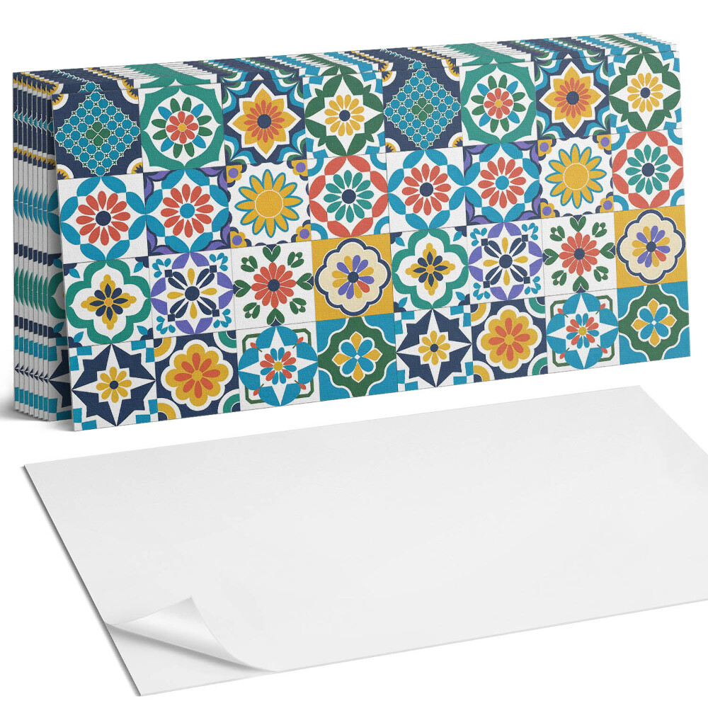 Nástěnný panel do kuchyně Květinové a geometrické vzory