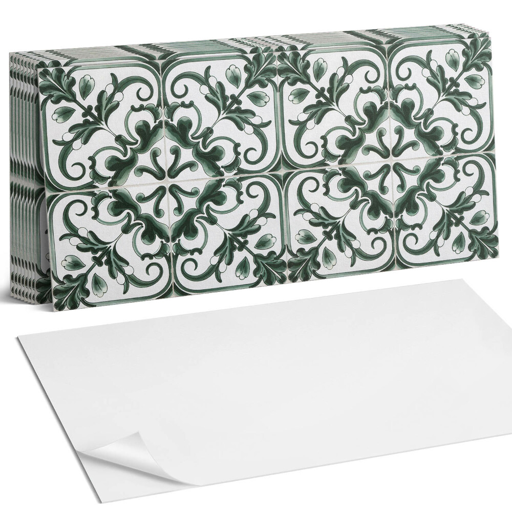 Nástěnný panel za linku Rostlinný vzor ve čtvercích