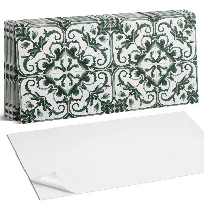 Nástěnný panel za linku Rostlinný vzor ve čtvercích