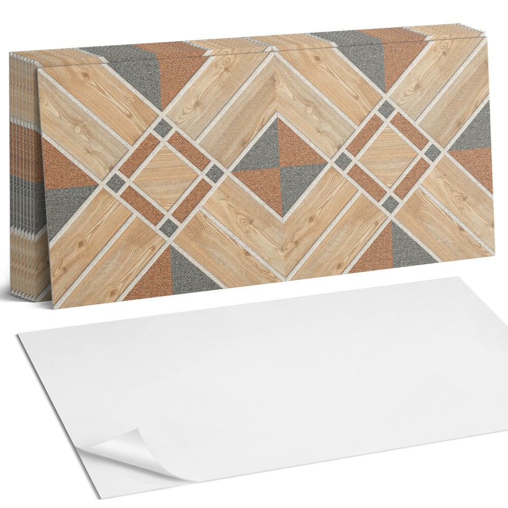 Nástěnný panel do kuchyně Geometrický vzor se dřevem