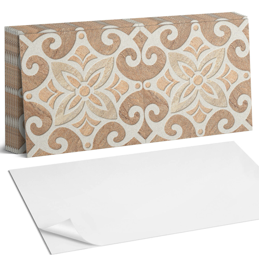 Nástěnný panel za linku Květinový vzor s ornamenty