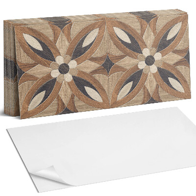 Nástěnný panel za linku Květinový vzor ze dřeva