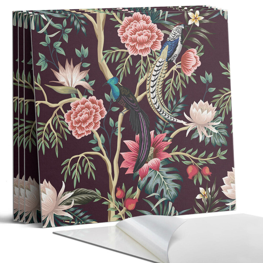 Pvc obkladový panel Květinový vzor s ptáky