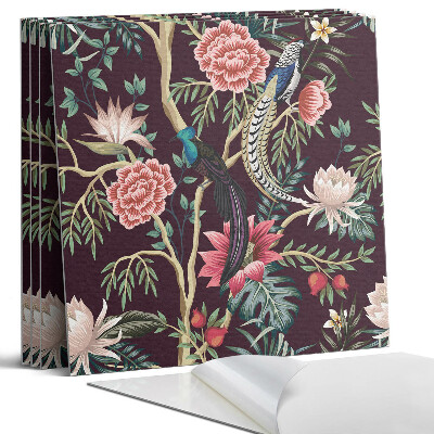 Pvc obkladový panel Květinový vzor s ptáky