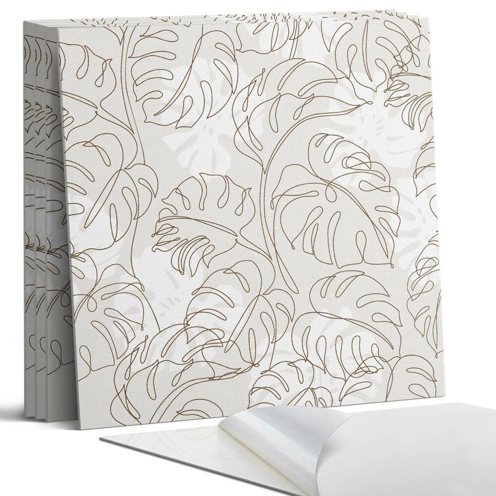 Dekorativní panel na zeď kvadratový Vzorek listů s čárami