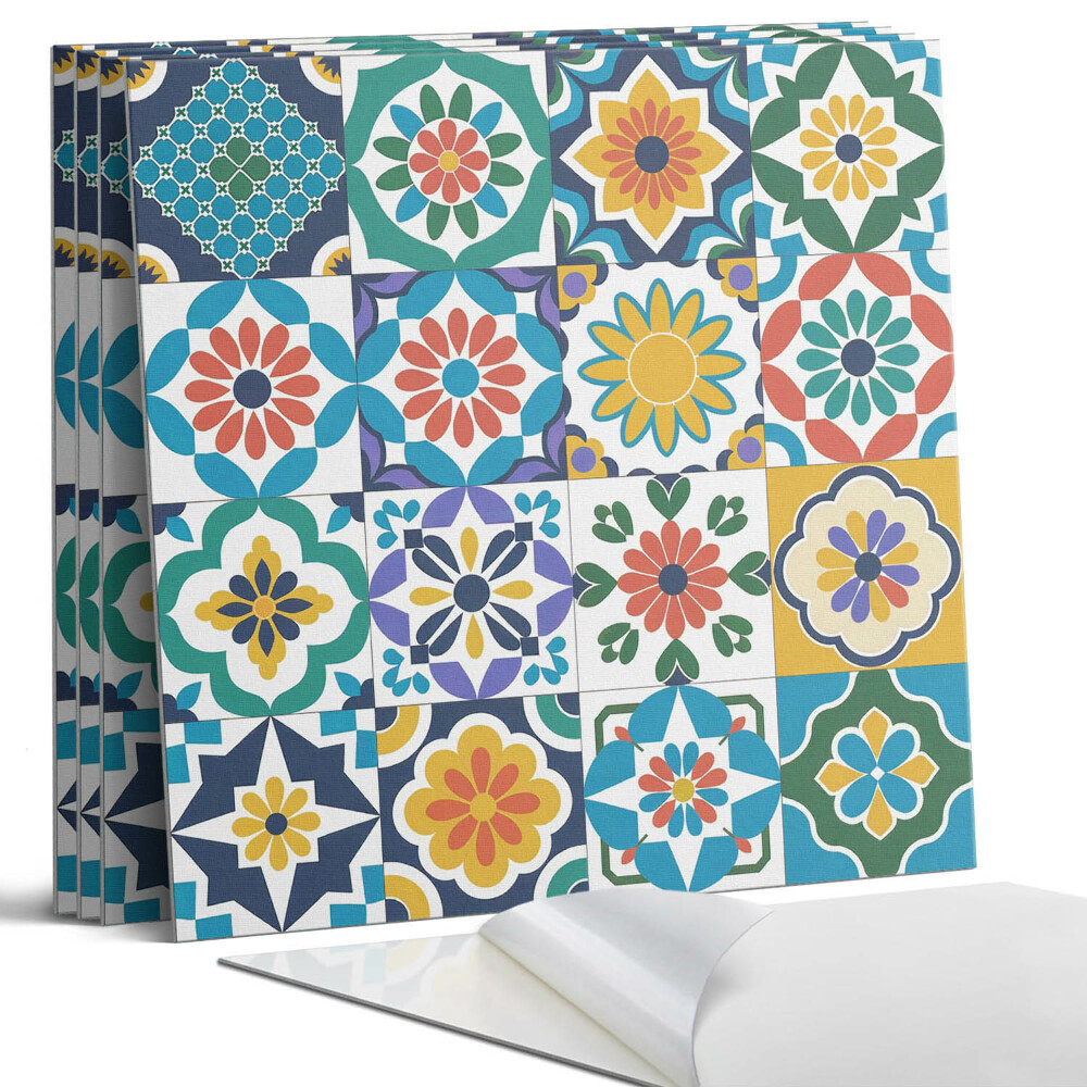 Dekorativní panel na zeď kvadratový Květinové a geometrické vzory