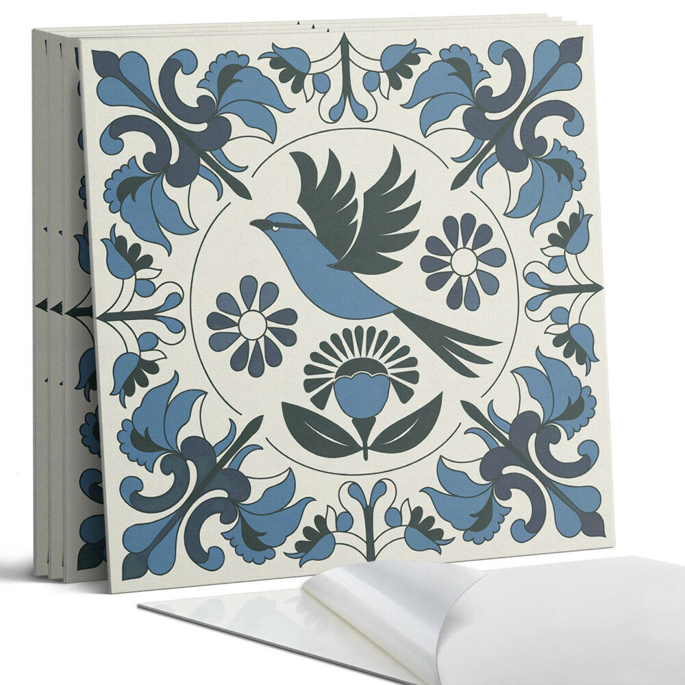 Pvc obkladový panel Vzorek s ptáky a květinami