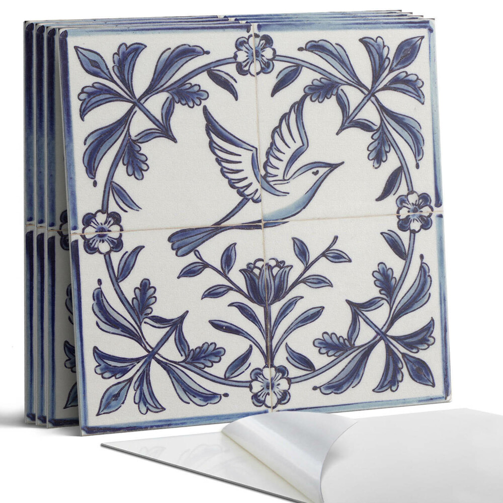 Dekorativní panel na zeď kvadratový Motiv ptáka mezi rostlinami